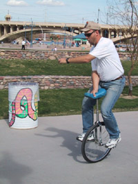 Scott demonstrates the seat-in-front transition